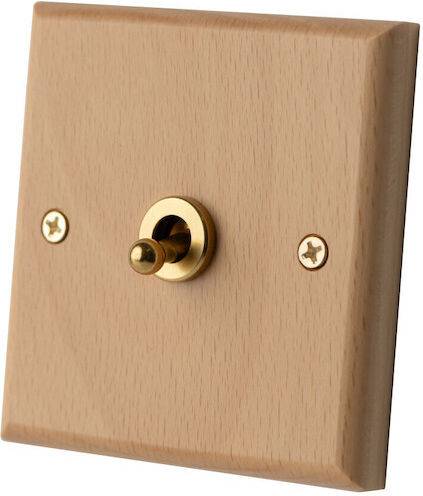 Solid Wood Switch Beech Wood Vichema 1 Gang 2 Way 10a