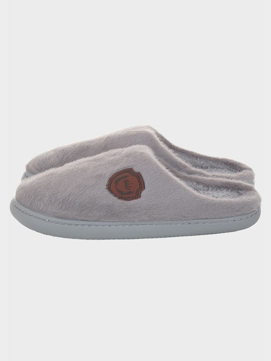 Men's Slipper Monochrome Fluffy Look Grey