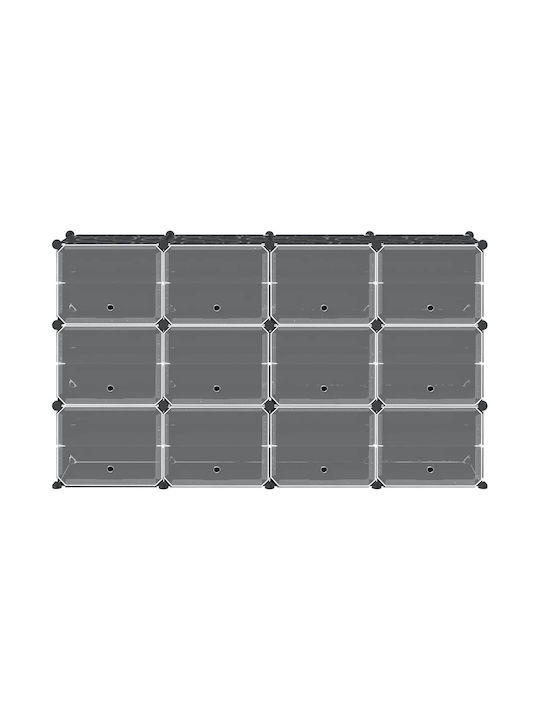vidaXL Пластмаса Кутия за съхранение с капак Черен 93.5x31.5x93.5см 12бр