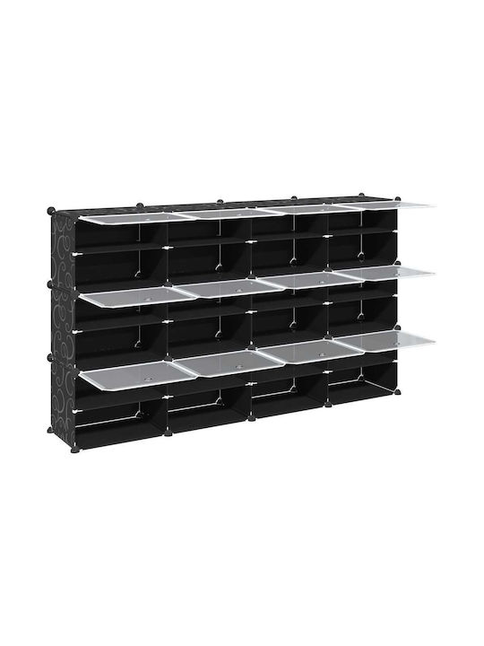 vidaXL Пластмаса Кутия за съхранение с капак Черен 93.5x31.5x93.5см 12бр