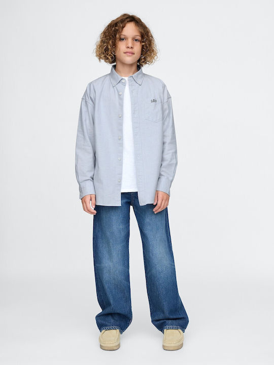 Kids Shirt Long Sleeve Light Blue Oxford