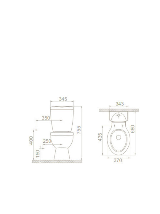 Cerastyle Lila Stehende Toilette mit Spülung mit Deckel Thermoplast Sanftes Schließen Weiße