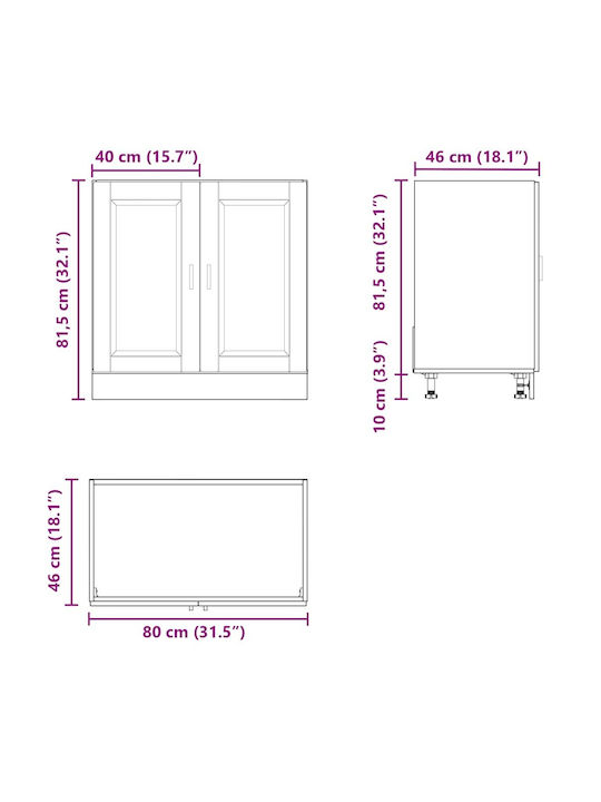 Spülbeckenschrank Sonoma Grey 80x46x81.5Stück