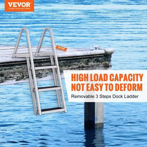 Vevor Σκάλα Πισίνας από Αλουμίνιο 61x45.5x122.5εκ. Ασημί