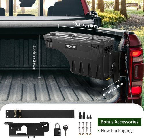 Vevor Truck Storage Box Compatible with Dodge Ram 1500 2019-2021 Black Kcljgdodgeramo9xuv0