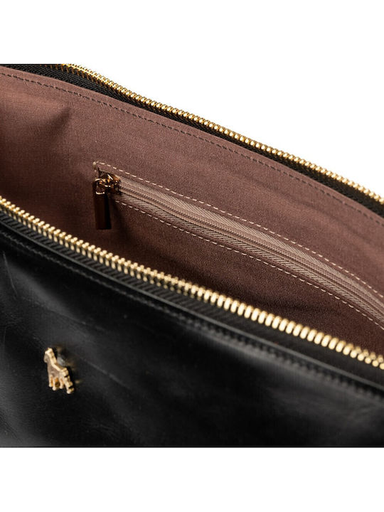 Leder Damen Handtasche Schulter Schwarz