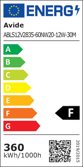 Avide Ταινία LED ABLS12V2835-60NW20-12W-30M 12V Φυσικό Λευκό Φως 30m Τύπου SMD2835