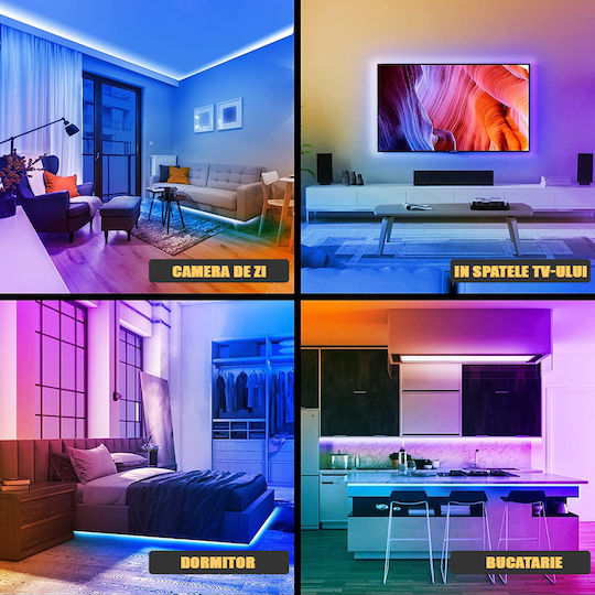 Zafit Inteligent Bandă LED Wi-Fi RGB Lumină 10m Tip SMD5050 cu Telecomandă
