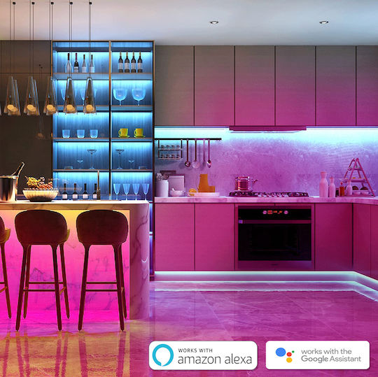 Zafit Rezistent la apă Inteligent Bandă LED Wi-Fi RGB Lumină 5m cu Telecomandă