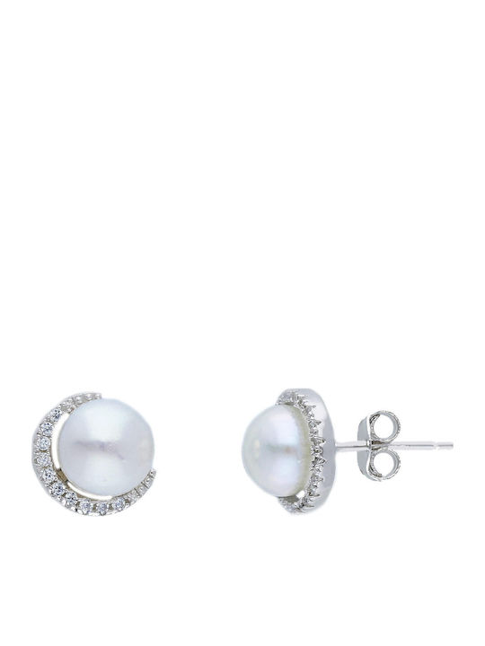 Set with Necklace , Earrings & Ring from Silver with Stones and Pearls