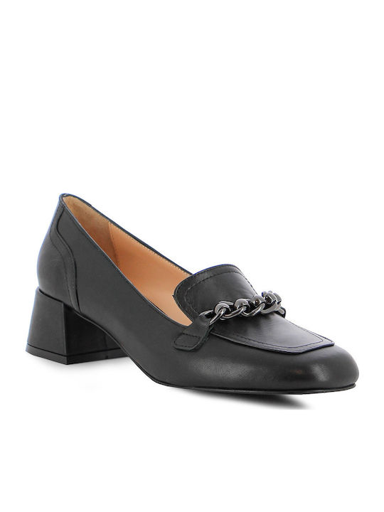 Leather Women's Moccasins in Black Color