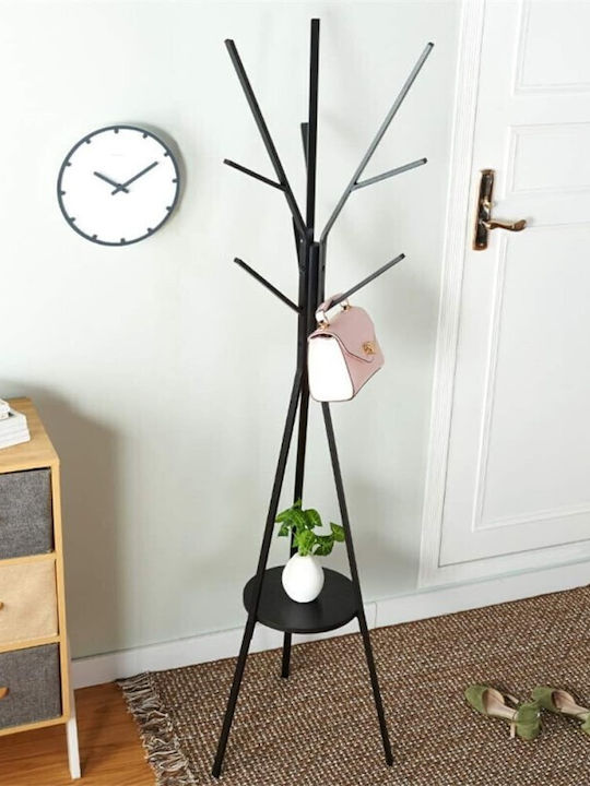 Viosarp Metallic Coat Rack Black 40x40x180cm