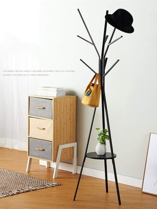 Viosarp Metallic Coat Rack Black 40x40x180cm