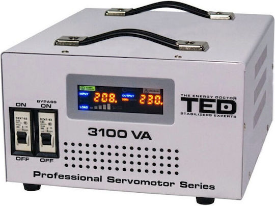 Automatic Voltage Stabilizer 3100 Va 140-260v Pure Sine Wave Servomotor 2 X Schuko Led Display