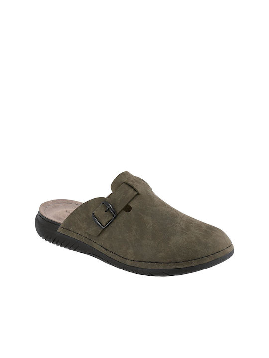 Naturelle Men's Leather Slippers Green