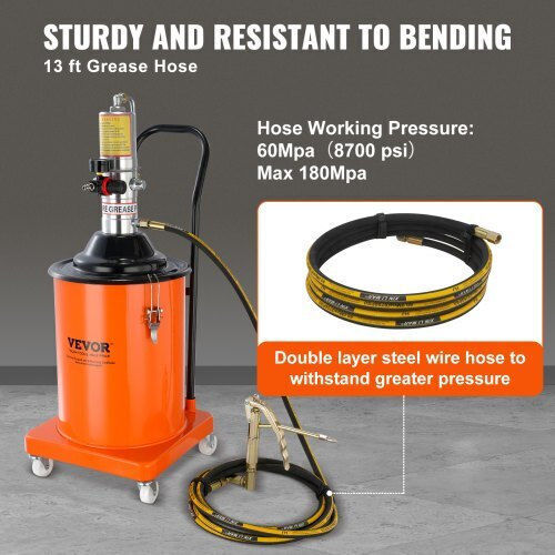 Vevor Air Pressure Sprayer Wheeled Grease Gun 20lt 3.96m