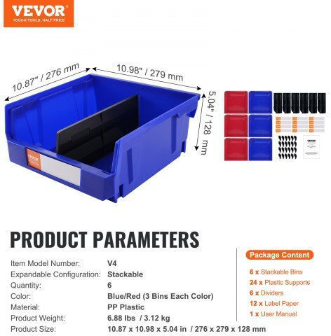 Vevor Plastic Tool Bin Organiser