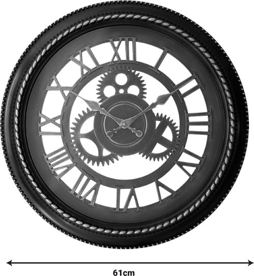 Ferm Inart Wanduhr Schwarz Antik Gold Schattierung Φ61x6cm Code 349-000014