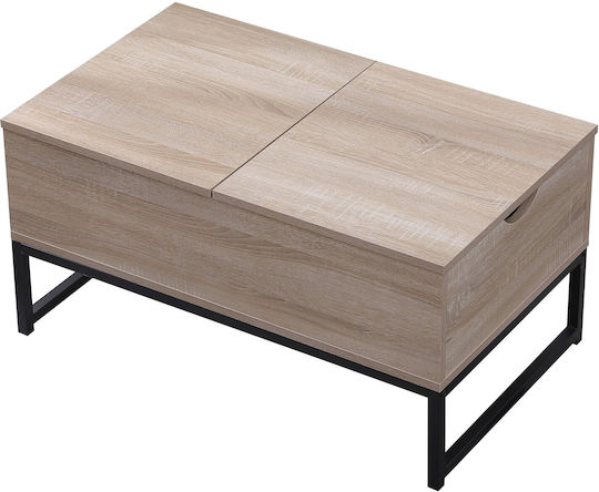 Masa De Cafea Centrală Rectangulară Compactă Din Lemn Cu Mecanism De Ridicare Bej L80xL48xÎ40cm