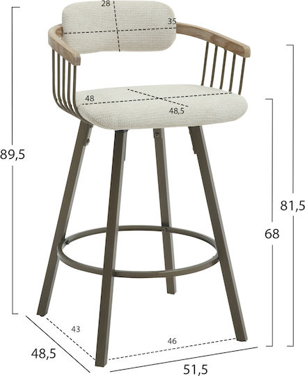Σκαμπό Μπαρ Lang Χάλκινα-εκρού 51.5x48.5x89.5εκ. Σκαμπό Μπαρ Lang Χάλκινα-εκρού 51.5x48.5x89.5εκ.