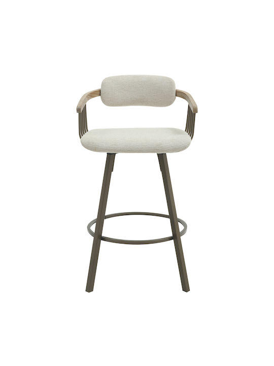 Stool Bar with Backrest Upholstered with Fabric Lang Copper-ecru 51.5x48.5x89.5cm