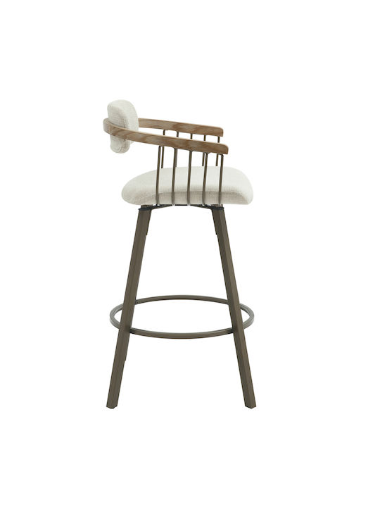 Stool Bar with Backrest Upholstered with Fabric Lang Copper-ecru 51.5x48.5x89.5cm