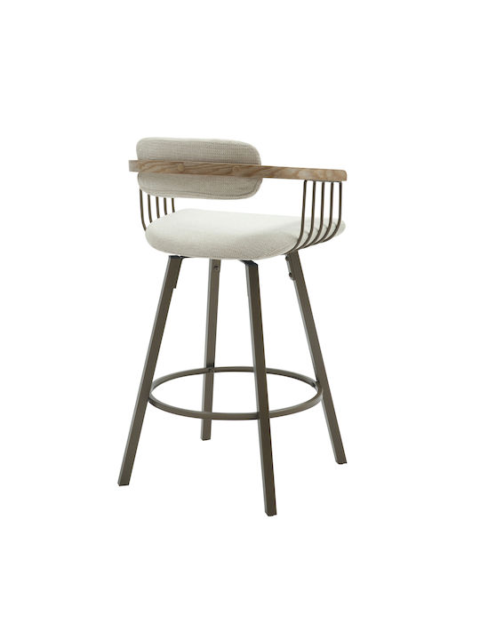 Stool Bar with Backrest Upholstered with Fabric Lang Copper-ecru 51.5x48.5x89.5cm