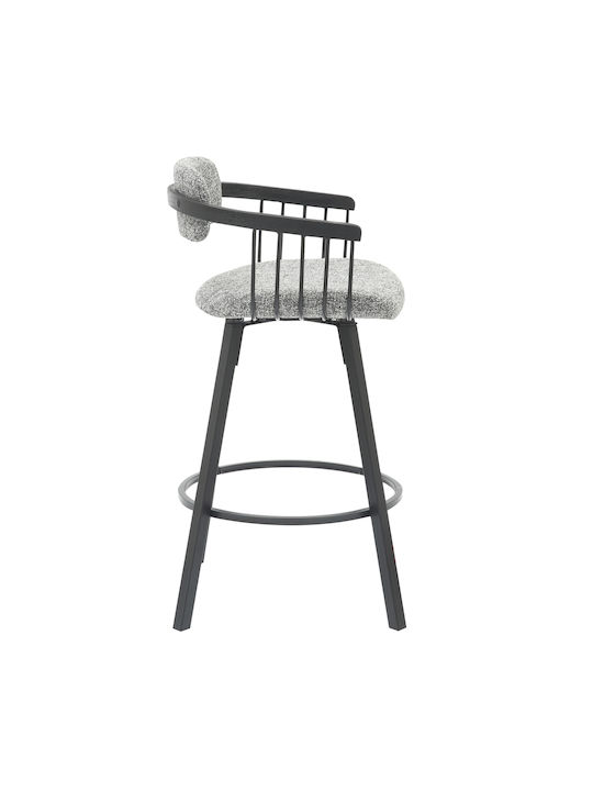 Stool Bar with Backrest Upholstered with Fabric Lang Black, Grey