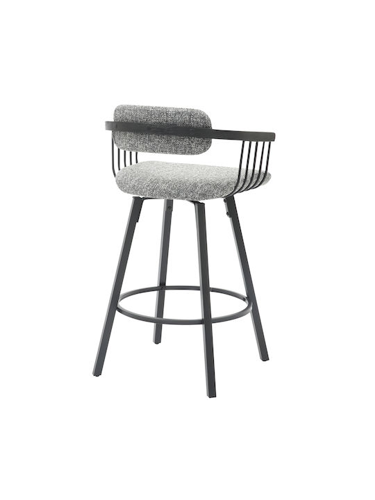 Stool Bar with Backrest Upholstered with Fabric Lang Black, Grey