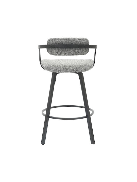 Stool Bar with Backrest Upholstered with Fabric Lang Black, Grey