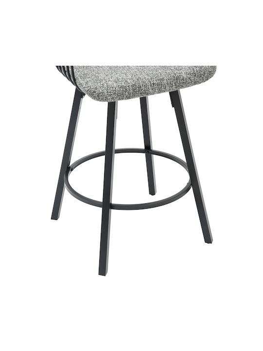 Stool Bar with Backrest Upholstered with Fabric Lang Black, Grey