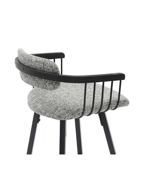 Stool Bar with Backrest Upholstered with Fabric Lang Black, Grey