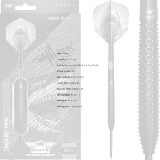 Bulls Shark Pro Black 90% 25g Steeltip Săgeți