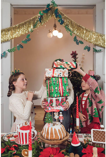 PartyDeco Nutcracker Christmas Wrapping Paper for Gift Green 70cm.