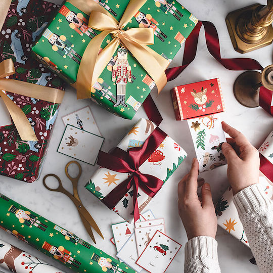 PartyDeco Nutcracker Christmas Wrapping Paper for Gift Green 70cm.