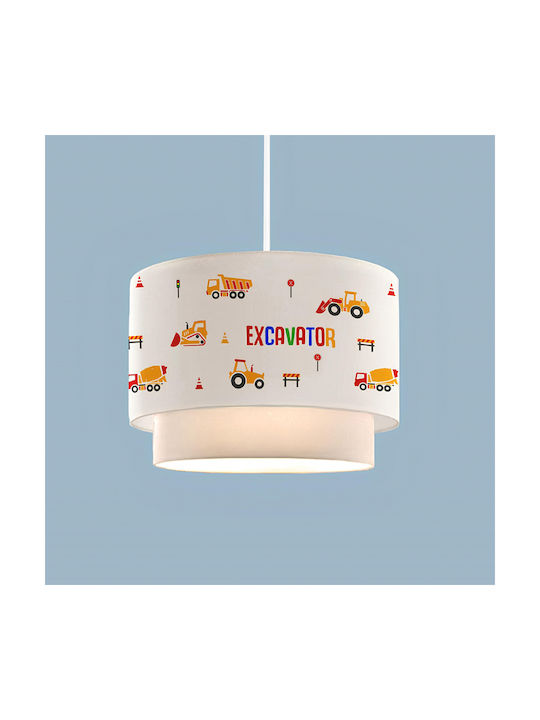 GloboStar Kids Fabric Single Ceiling Light E27 Excavator White 30x70cm