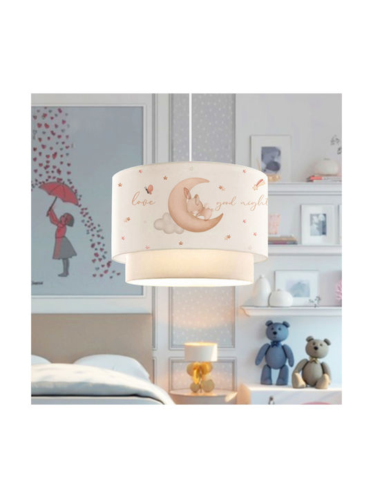GloboStar Kids Fabric Single Ceiling Light E27 Moon White 30x70cm