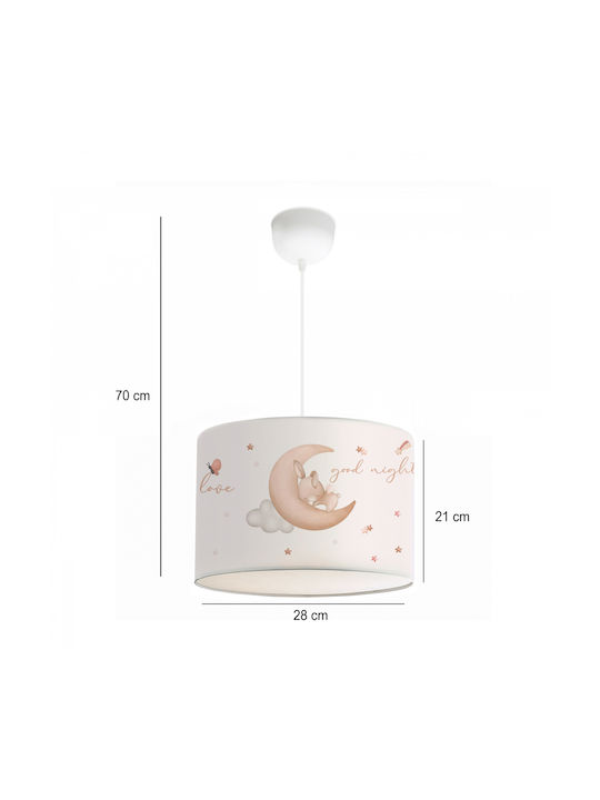 GloboStar Kids Fabric Single Ceiling Light E27 Moon White 28x70cm
