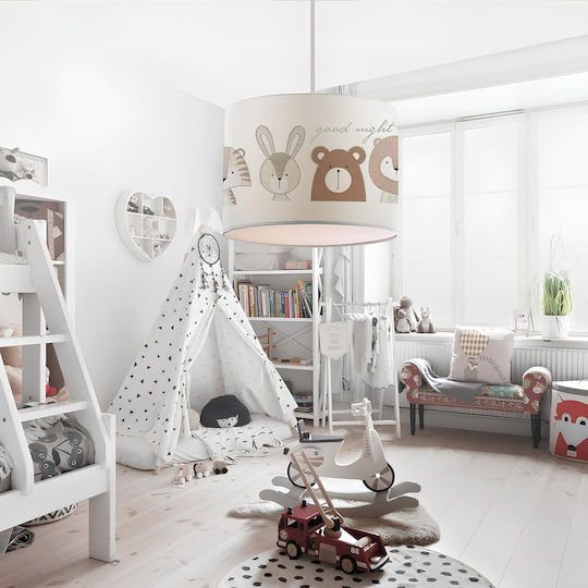 GloboStar Bear Einfaches Licht Kinderdeckenleuchte Deckenleuchte mit Fassung E27 Weiß 24x70cm