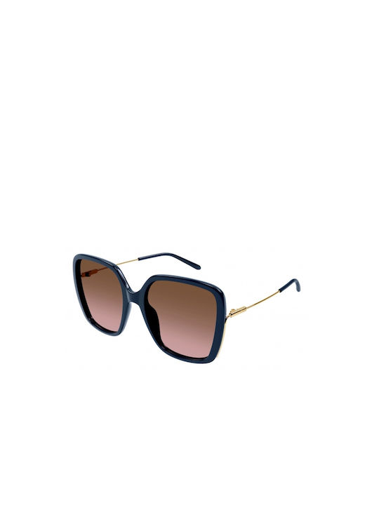 Chloe Women's Sunglasses with Blue Frame and Brown Gradient Lens