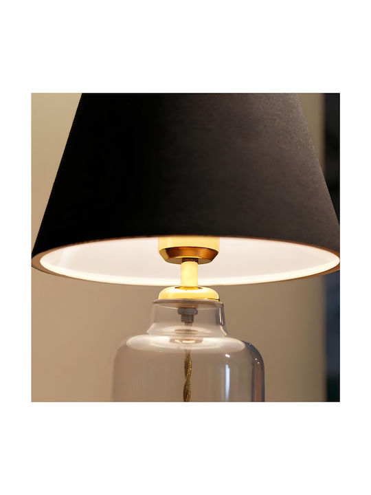 GloboStar Plastic Table Lamp for Socket E27 with Black Shade and Transparent Base
