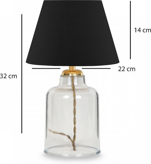 GloboStar Plastic Table Lamp for Socket E27 with Black Shade and Transparent Base