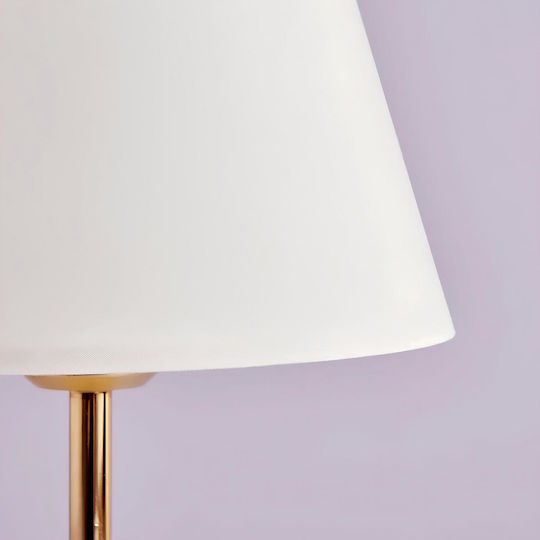 GloboStar Glossy Metal Table Lamp for Socket E27 with White Shade and Gold Base