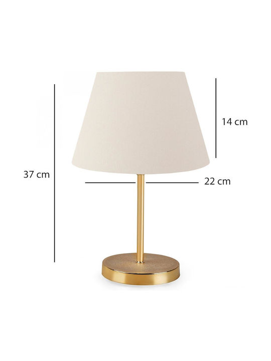 GloboStar Glossy Metal Table Lamp for Socket E27 with White Shade and Gold Base
