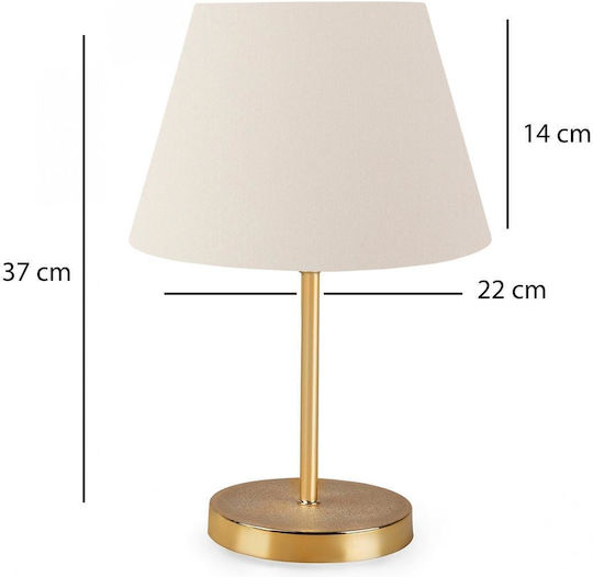 GloboStar Glossy Metal Table Lamp for Socket E27 with White Shade and Gold Base