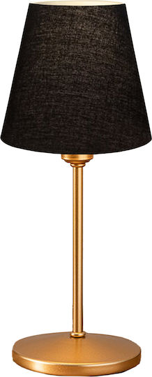 GloboStar Glossy Plastic Table Lamp for Socket E14 with Black Shade and Gold Base