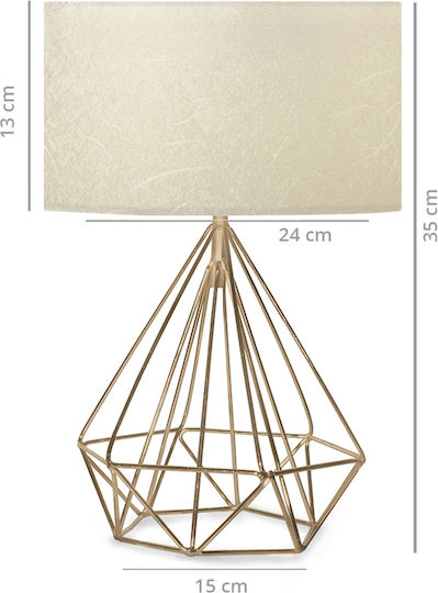 GloboStar Diamond Metal Table Lamp for Socket E27 with Gold Shade and Base
