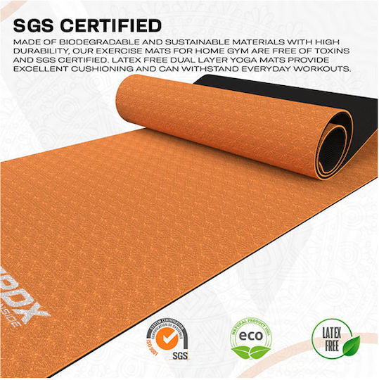 RDX Στρώμα Γυμναστικής Yoga Πορτοκαλί