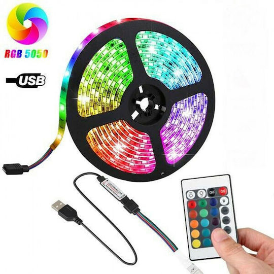 Aerbes Ταινία LED USB 5V RGB Φως 5m Τύπου SMD5050 με Τροφοδοτικό