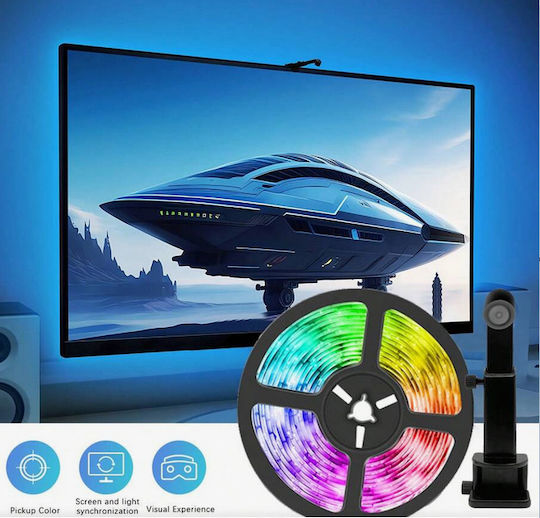 LED-Streifen Fernseher USB 5V RGB Licht 5m mit Netzteil & Fernbedienung